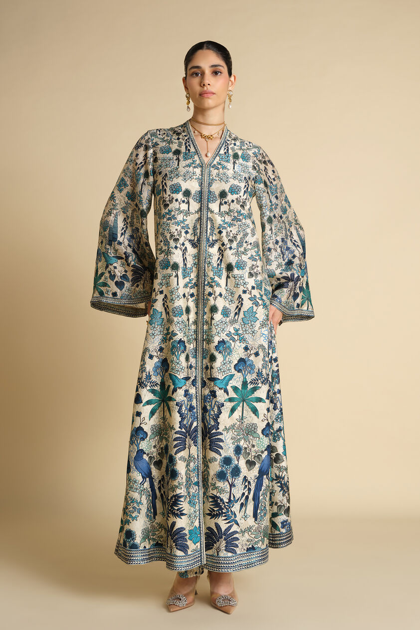 Avis Printed Silk Jacket Set - Beige, Beige, image 1